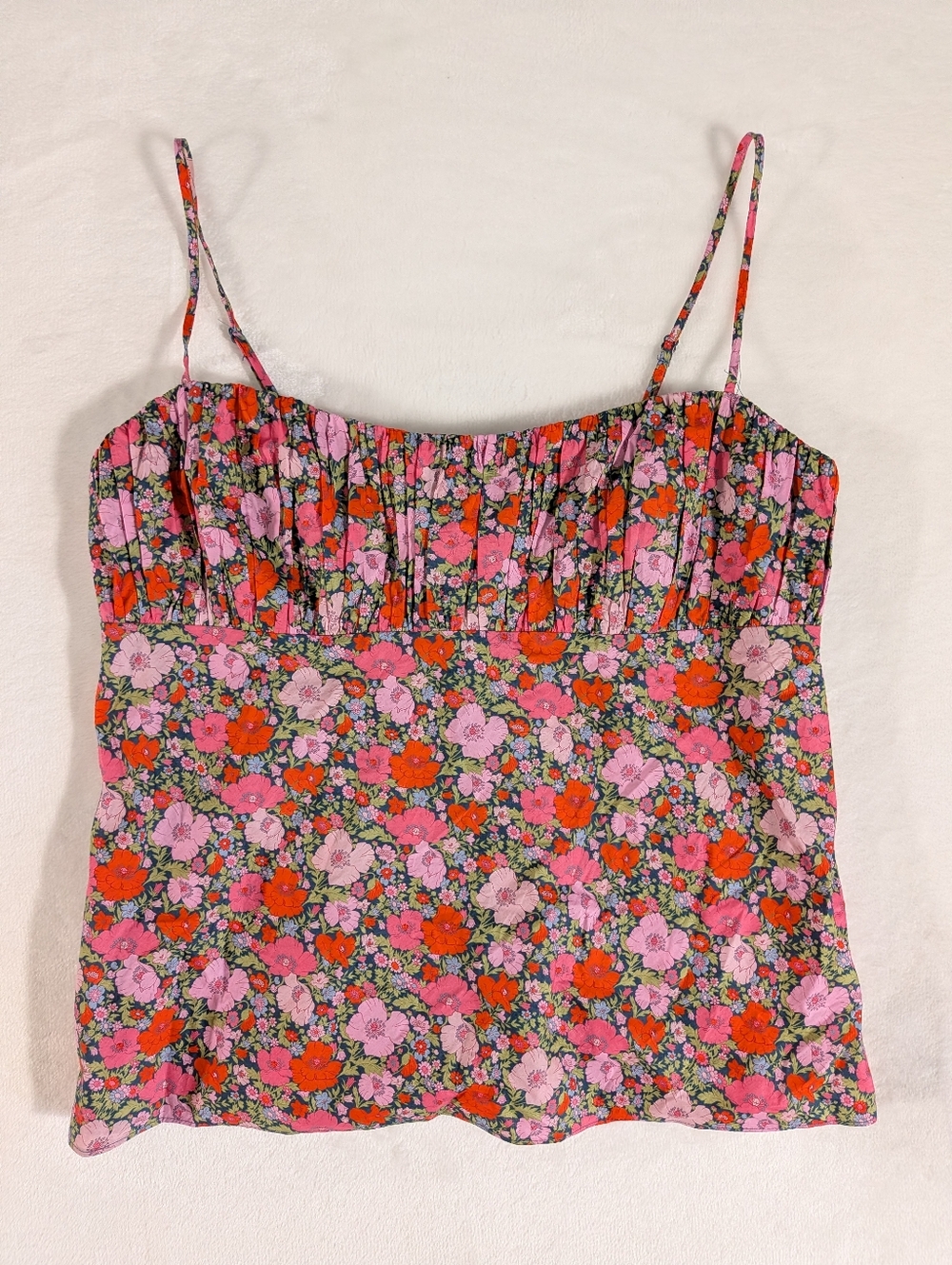 ❤️ J Crew x Liberty Fabric Floral Smocked Cami Tank Top 100% Cotton Size 8